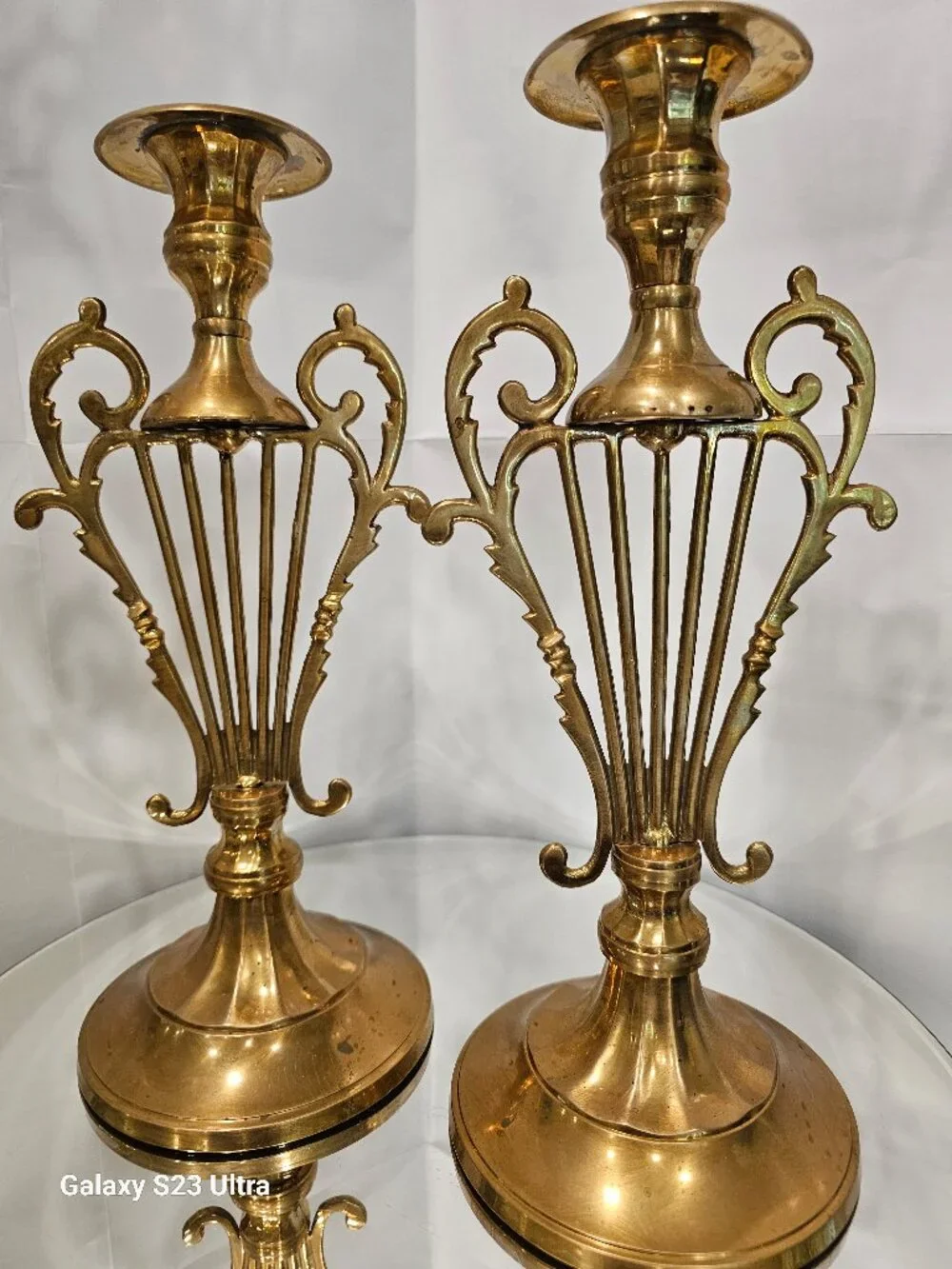Pair of Large Vintage Brass Candle Stick Holders